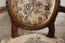 Louis XVI style Arm chairs in Walnut, France 19th century