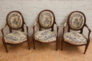 Louis XVI style Arm chairs in Walnut, France 19th century
