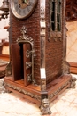 Gothic style Clock set in Walnut and bronze, France 19th century