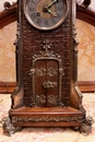 Gothic style Clock set in Walnut and bronze, France 19th century