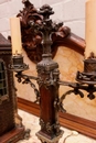 Gothic style Clock set in Walnut and bronze, France 19th century