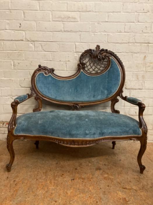 3 pc Louis XV sofa set in walnut