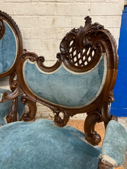 3 pc Louis XV sofa set in walnut