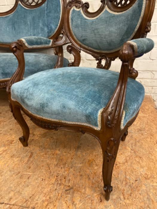 3 pc Louis XV sofa set in walnut