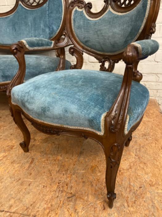 3 pc Louis XV sofa set in walnut