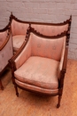 Louis XVI style Sofa set in Walnut, France 19th century