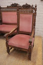 Renaissance style Sofa set in Walnut, France 19th century