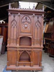 monumental walnut gothic cabinet 19th century