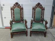 2 oak hunt arm chairs 19th century