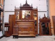 exceptional 5 pc solid walnut gothic bedroom 19th century 