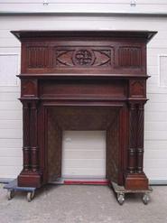 oak gothic fire mantle 19th century