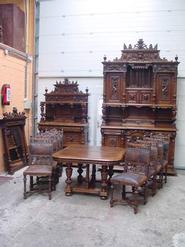 12 pc solid walnut french renaissance dinning set 19 th century