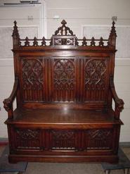 Oak gothic hall bench 19th century