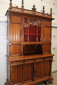 Walnut gothic cabinet 19th century (62.5 w x 104 t x 23 d inches)