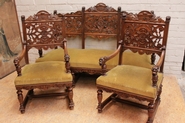 3pc renaissance sofa set in walnut