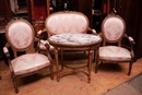 Louis XVI style Sofa set in gilt wood, France 1900