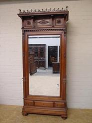 Single door walnut armoire with 3 doors on top 19th century
