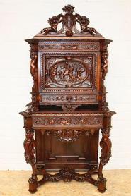 Italian walnut renaissance cabinet 19th century