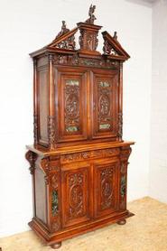 Walnut renaissance cabinet with marble inlay 19th century