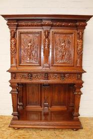 Walnut figural renaissance credenza