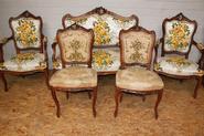 5 pc walnut Louis XV sofa set 19th century