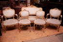 Louis XV style Sofa set in gilt wood, France 1900