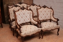 Louis XV style Parlor set in Walnut, France 19th century