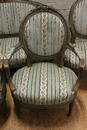 Louis XVI style Sofa set in paint wood, France 19th century