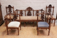 5 pc renaissance style parlor set in walnut