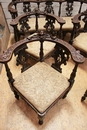 Renaissance style Salon set in Walnut, France 19th century