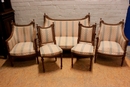 Louis XVI style Sofa set in Walnut, France 1900