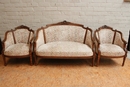 Louis XVI style sofa set in Walnut, France 19th century