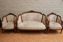 Louis XVI style sofa set in Walnut, France 19th century