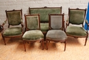 Louis XVI style sofa set in Walnut, France 19th century