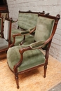 Louis XVI style sofa set in Walnut, France 19th century