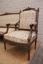 Louis XVI style Sofa set in Walnut, France 1900