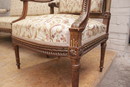 Louis XVI style Sofa set in Walnut, France 1900