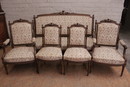 Louis XVI style Sofa set in Walnut, France 1900