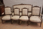 5 PC walnut Louis XVI sofa set