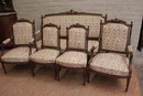 Louis XVI style Sofa set in Walnut, France 1900