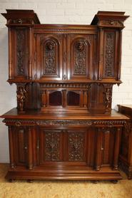 Walnut figural renaissance cabinet 19th century