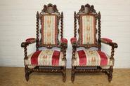 pair of oak hunt arm chairs 19th century