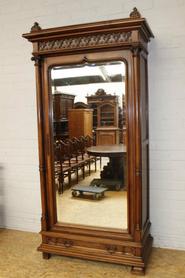 Single door walnut gothic armoire 19th centruy