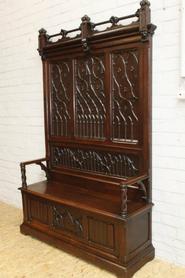 Oak gothic hall bench 19th century 