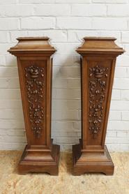 matching pair of walnut Henri II pedestals 19th century