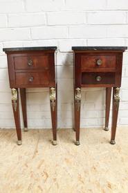 Pair of mahogany empire style nightstands circa 1920