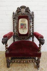 Oak Hunt armchair 19e century