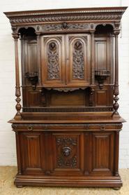 Walnut Henri II cabinet and server 19th century