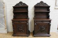 Pair oak single door hunt vaisseliers 19th century