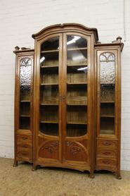 4 Door walnut Art Nouveau bookcase circa 1900